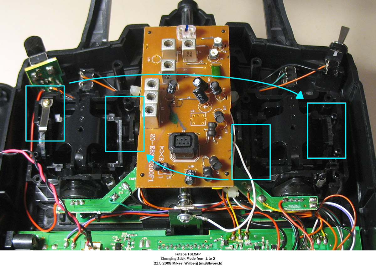 Changing control mode and centering of Futaba T6EXAP RC transmitter ...